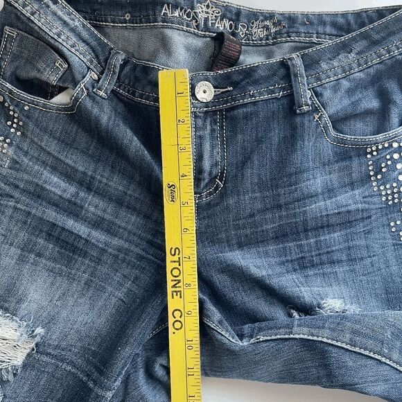 Almost Famous Skinny Distressed Blinged Out Jeans, Size 14 - Picture 9 of 9